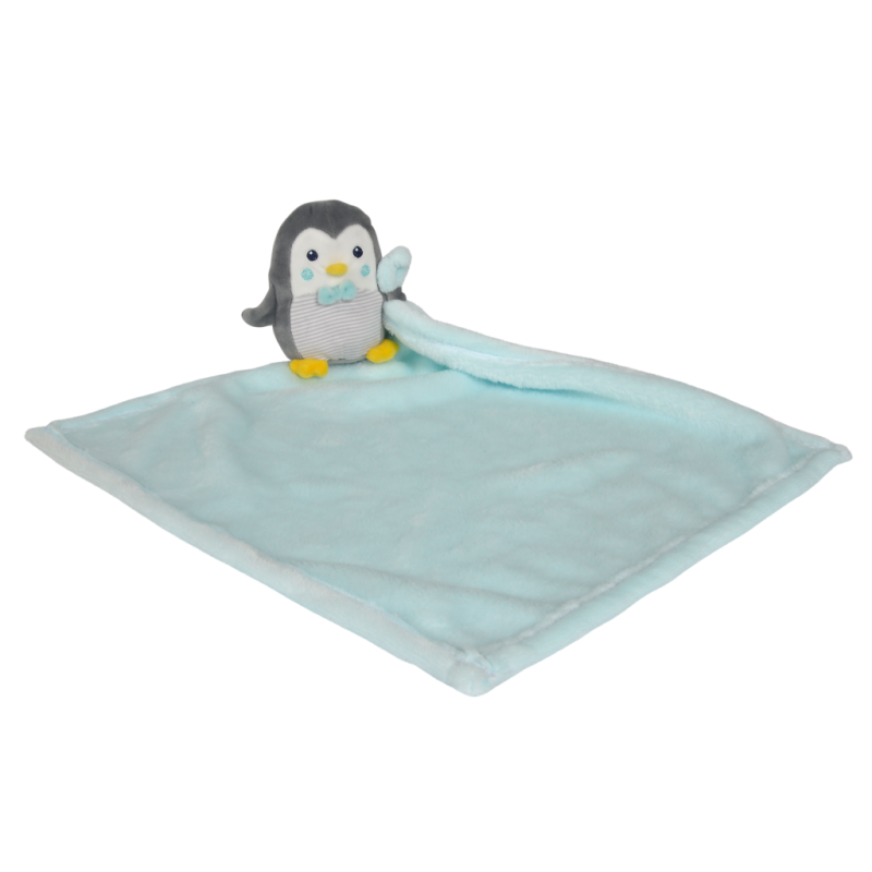  spandex baby comforter blue penguin grey 